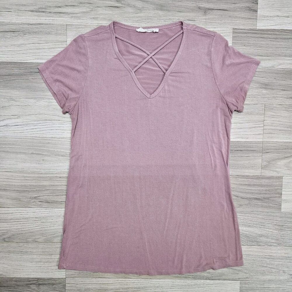 STANDARD PEOPLE'S PROJECT Womens Pink Striped Cross Straps Shirt Size Large
